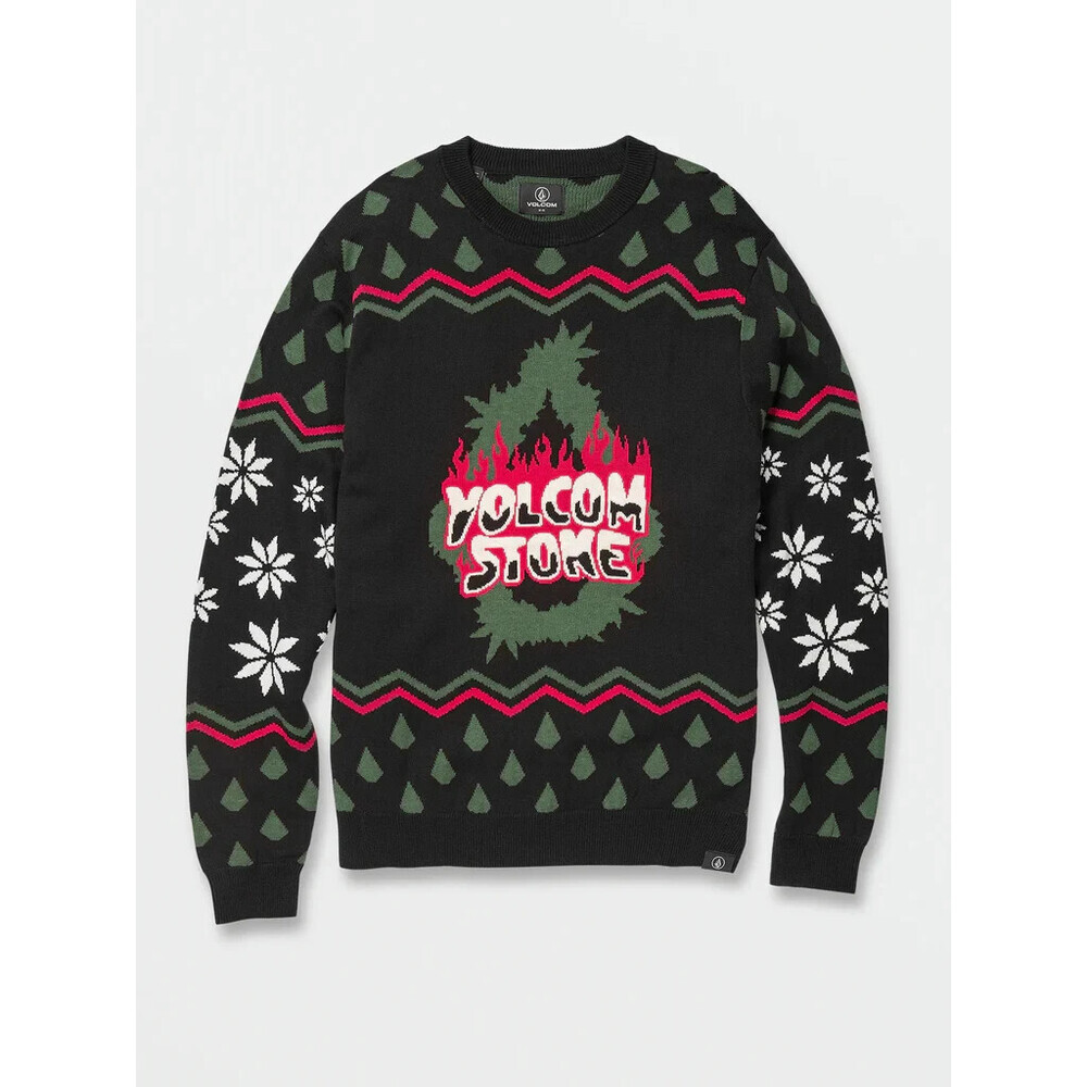 Volcom Holi Dazed Sweater Men's Large Multicolor Knitted Printed Pullover RED460